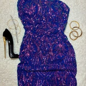⭐️Royal blue/purple sequin dress with purple hues⭐️